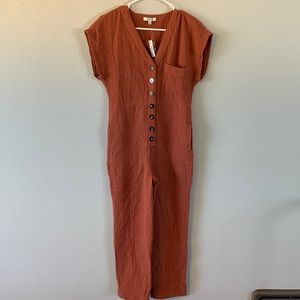 Madewell XXS Lightspun Stitched-Pocket Coverall Short-Sleeved Jumpsuit